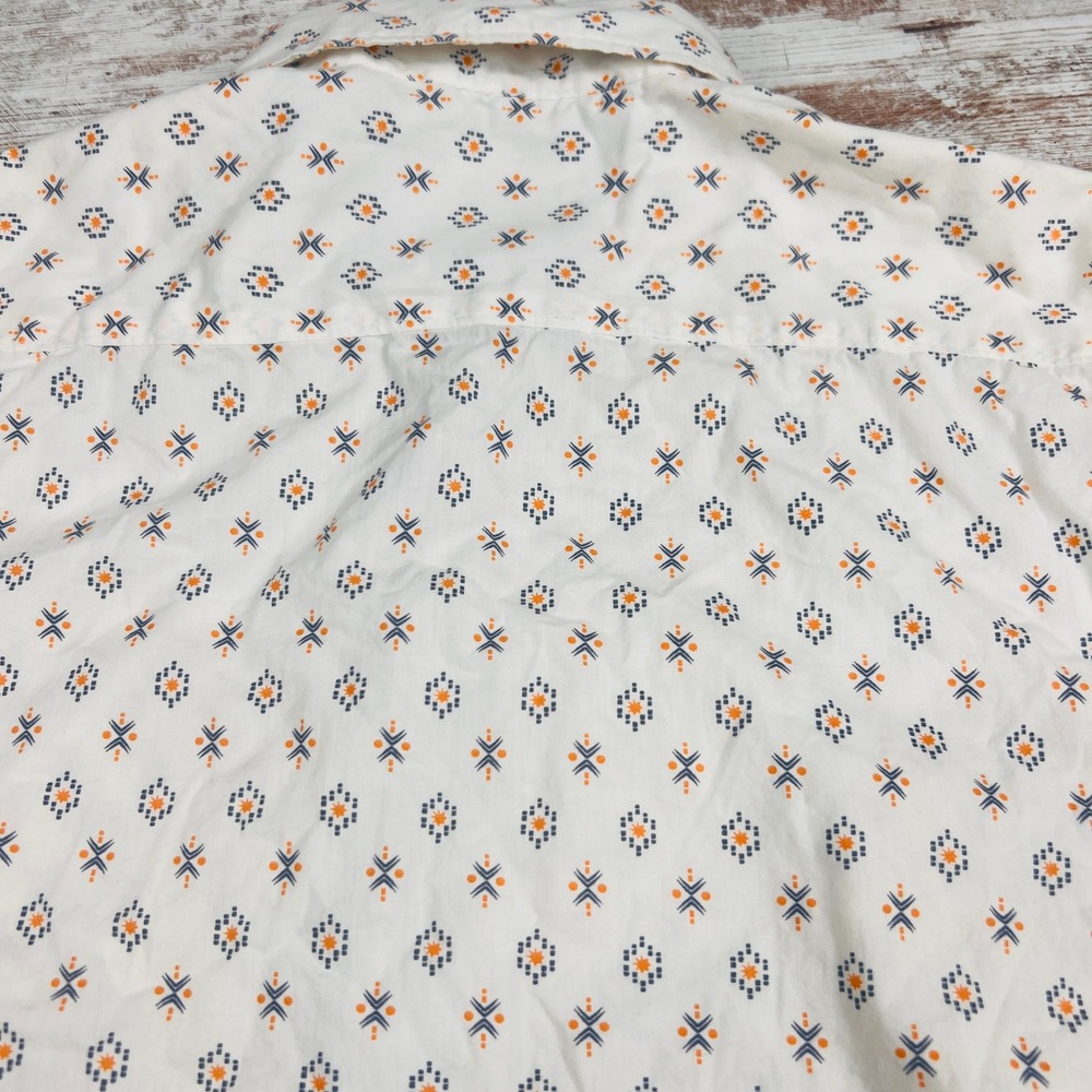 MBX Premium Goods Mens XL White Short Sleeve Button Up Cotton Geometric Shirt